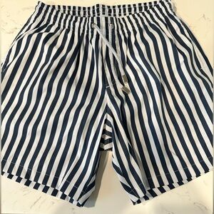 Kenny Flowers Men's Navy and White Striped Athletic Shorts